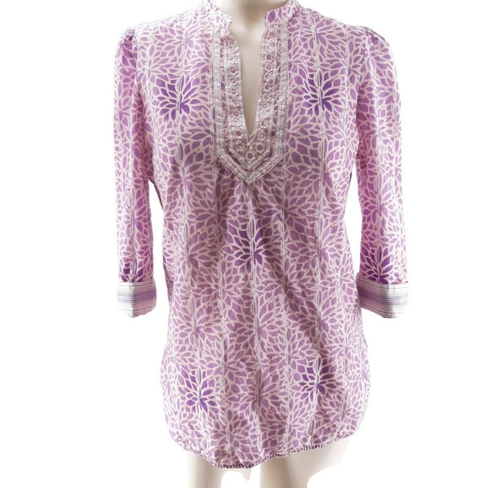 Robert Graham Purple and White Tunic Top